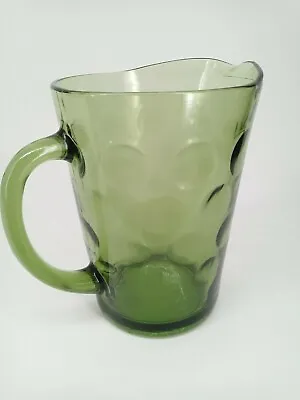 Buy Hazel Atlas Pitcher Vintage Green Glass Eldorado Thumbprint Glass Serving  • 28.93£