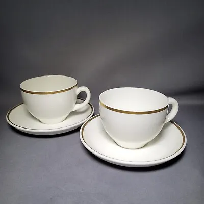 Buy 2x WEDGEWOOD METALLISED BONE CHINA CUP & SAUCER WITH GOLD BANDING • 25.90£