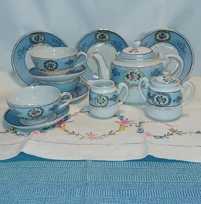 Buy Vintage Antique Child's China Tea Set FLORAL Porcelain JAPAN 13 Pieces & Lids • 15.80£