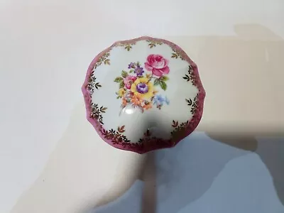 Buy Vintage Dresden China Floral Pink And White Circular Trinket Box With Lid • 5£
