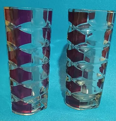 Buy Vintage 2 X French Heavy Glass Luminarc Vase Stamped France 17cms High 60's/70's • 12.95£