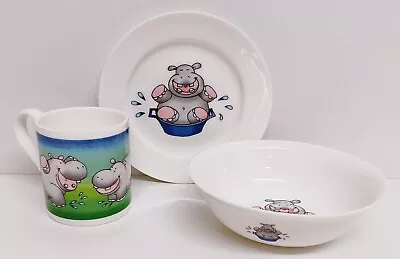 Buy Laughing Hippos Breakfast Set Fine China 6.7  17cm Plate Mug Bowl Children Kids • 21£