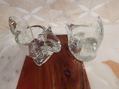 Buy Pair Of VINTAGE AVON CLEAR GLASS CANDLE HOLDERS SQUIRREL & TURTLE DOVE • 17.01£