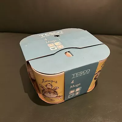 Buy Tesco 4pc Yellow Cat Working Out Ceramic Cups Mugs • 12£