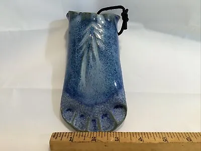 Buy Studio Art Pottery Clay WALL POCKET Vase 6  1/2” Blue Off White See All Photos • 17.24£