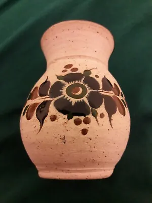 Buy Handcrafted Handmade Painted Small Vase Signed Makers Mark Floral Design Pottery • 9.54£