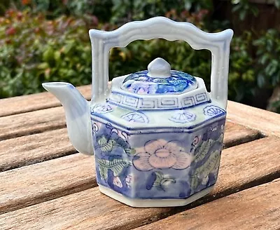 Buy Vintage Chinese Handpainted Porcelain Decrotive Teapot Hexigonal Shape • 10£