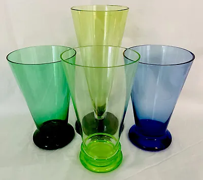 Buy STYLISH ART DECO COCKTAIL GLASSES HARLEQUIN SET MIXOLOGY VINTAGE 1930 Green/Blue • 40£