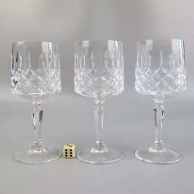 Buy Cut Crystal Wine Glasses X 3. Vintage Set. Faceted Foot. 200ml • 22.99£