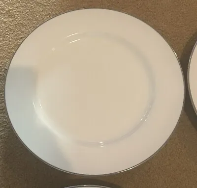 Buy Royal Worcester 'Classic Platinum' 27cm Dinner Plate White And Silver Rim X4 • 29.99£