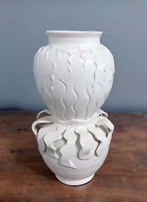 Buy Sculptural Studio Art Pottery Vase Signed OLGA Hand Built Matte White 12  High • 47.19£