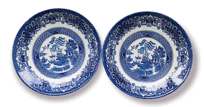 Buy 2 Old Willow Blue & White Saucers English Ironstone Tableware Spares Replacement • 9.50£