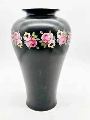 Buy Vintage Rosa Ware Vase Crown Pottery John Tams  Black With Floral Pattern • 22.99£