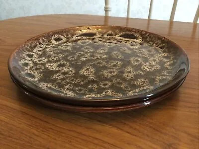 Buy Vintage Kernewek Cornish Pottery Dinner Plates X 2 Honeycomb Brown Dip Glaze • 12.50£