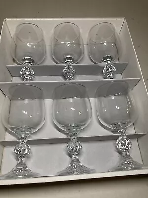 Buy Vintage Claudia Bohemia Crystal Wine Glasses  Fine Lead Crystal Set Of 6 • 44.12£