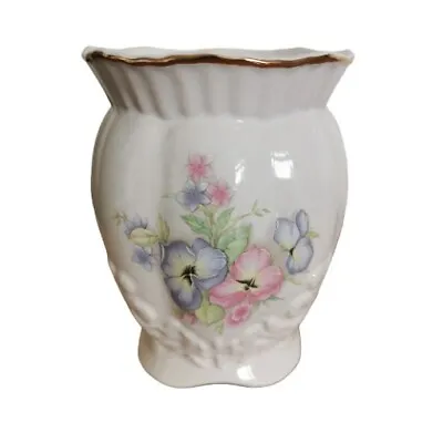 Buy Vintage Maryleigh Pottery Floral Vase Indoor Planter - Pink & Lilac Flowers  • 7.99£