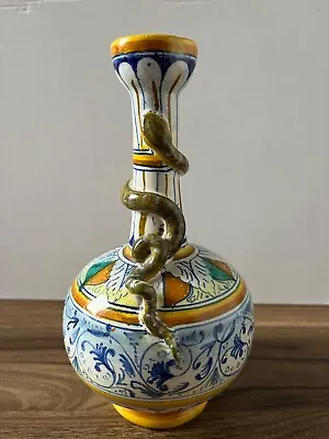 Buy Antique Cantagalli Italian Majolica Firenze Vase With A Snake Neck - VGC • 35£