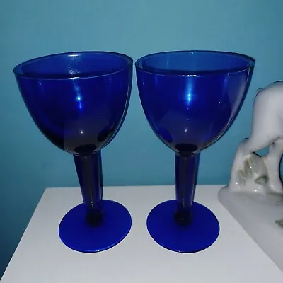 Buy Pair Cobalt Blue Wine Glasses • 10£