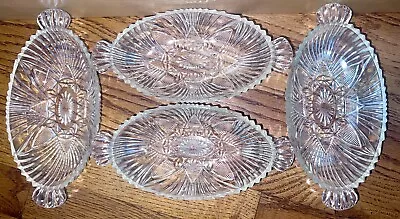 Buy VTG LOT HAZEL ATLAS Crystal Clear Glass Oval Nut/ Candy/Relish Bowl Dish • 14.23£