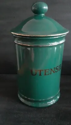 Buy Dark Green Hornsea Pottery Regency Utensil Pot Storage Jar With Lid 21cm • 15.99£
