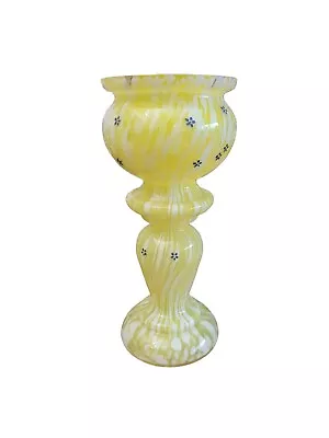 Buy BOHEMIAN CZECH Glass Vase Case Splatter Hand Blown  Vintage Yellow • 39.75£