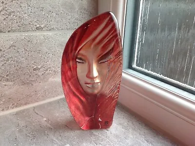 Buy Mats Jonasson Crystal Artglass Red Masq Sculpture • 125£