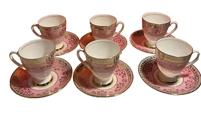 Buy Royal Stafford 8680 Pink/Gold Tea Cups And Saucers Set Of 6 ( H90), Bone China • 42.75£