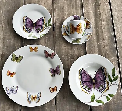 Buy Neiman Marcus Queen Butterfly Place Setting Dinner Soup Bowl Salad Plates Cup 2 • 33.77£