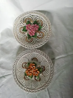 Buy Pair Of Vintage Spanish Lattice Plates With Floral Designed Centres , SIgned  • 12.99£
