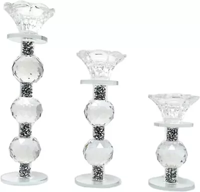 Buy Luxurious Crushed Diamond Candle Sticks Holders Bling Exclusive Decor Ornament • 27.94£