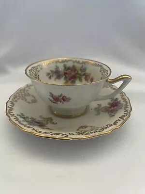 Buy Thomas Ivory Thomas Bavaria Germany Floral With Gold Tea Cup/Saucer Set Vintage • 9.47£