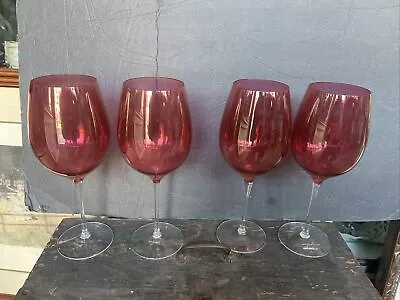 Buy Large Balloon Tall Wine Neiman Marcus Red Cranberry Glasses Set Of 4  • 141.36£