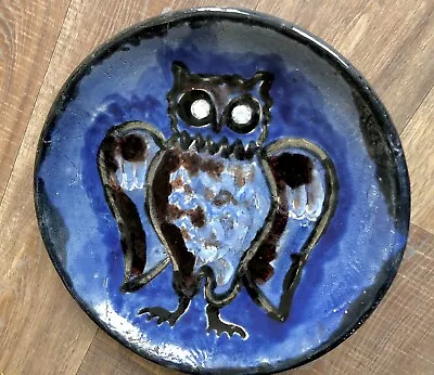 Buy Large Studio Pottery Plate Owl Design 35cm Folk Art • 7.99£
