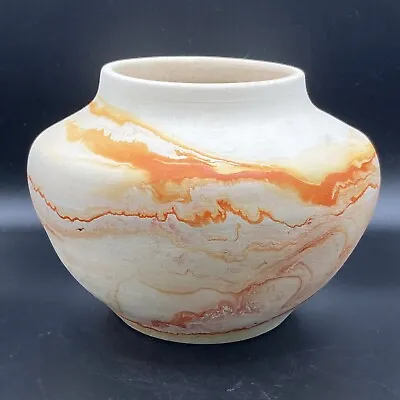 Buy Nemadji Pottery American Orange Swirl Vase Bowl • 38.51£
