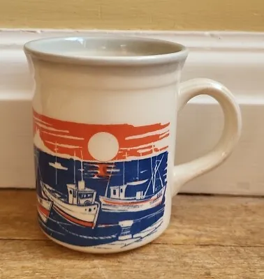 Buy Vintage 1980's Biltons Pottery Mug - Sunset Sunrise Boats Harbour Sea Port Scene • 9.99£