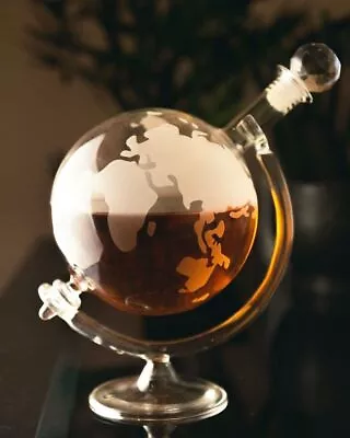 Buy Glass World Globe Decanter Vodka Whisky 700ml Wine Carafe Christmas Gift Home • 22.99£