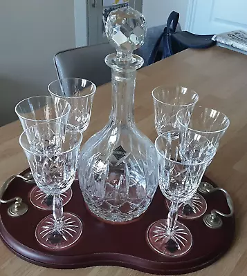 Buy Lead Crystal Decanter And SIX Goblets On Presentation Tray • 25£