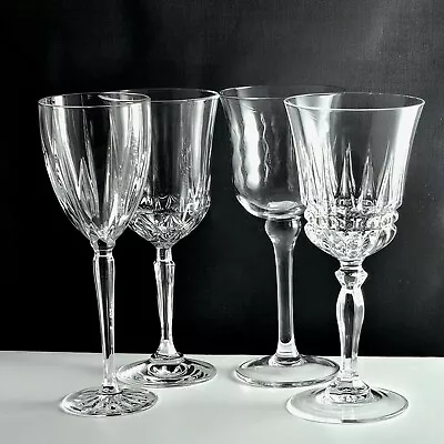 Buy 4pc Vintage Mismatched Crystal Wine Glasses Approx 8  Assorted Clear Glassware  • 26.86£