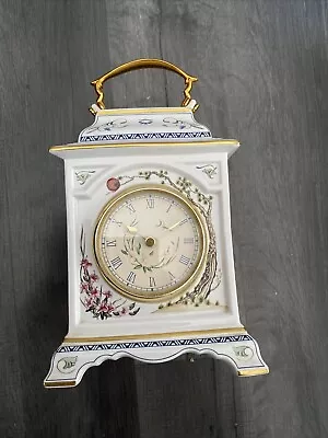 Buy Fine Porcelain Mantel Clock By The Franklin Mint Birds & Flowers Gold Trim Exc • 40£