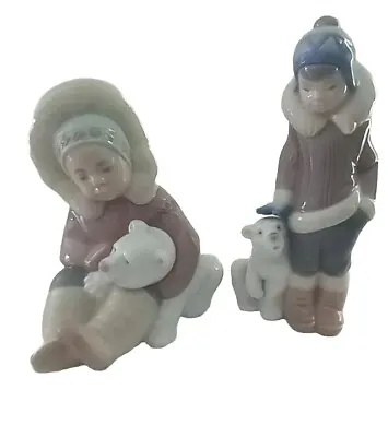 Buy 2x Lladro Polar Bear Eskimo Figurines  • 95£