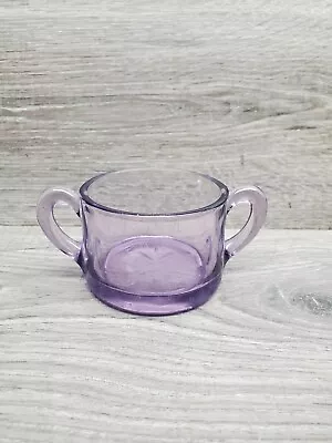Buy Antique Amethyst Puple Etched Glass Sugar Bowl Double Handled Dish  • 12.54£
