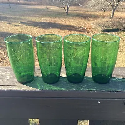 Buy Vintage 4~Anchor Hocking 1950's Forest Green 12 Oz Glasses 5-1/4” Tall • 14.68£