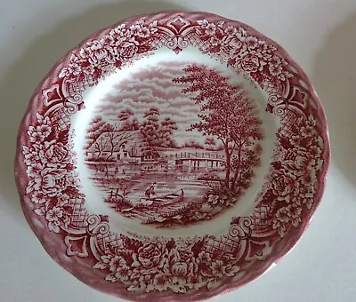 Buy 3 Grindley Red Staffordshire HOMELAND River, Cottage Scene 8 /20cms Plates • 5.99£