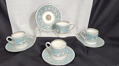 Buy SET OF WEDGEWOOD  FLORENTINE  TURQUOISE DEMI CUPS/SAUCERS (4 TOT) Mixed Marks • 76.84£