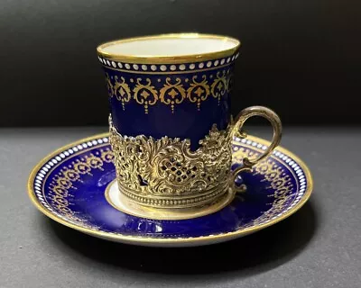 Buy Copeland Spode Coffee Cup & Saucer With Silver Holder Sheffield 1907 Walker Hall • 39.99£
