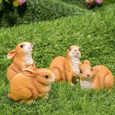 Buy Pelle & Sol Set Of 4 Bunny Rabbits - Garden Animal Outdoor Ornaments Decor Stat • 10.39£