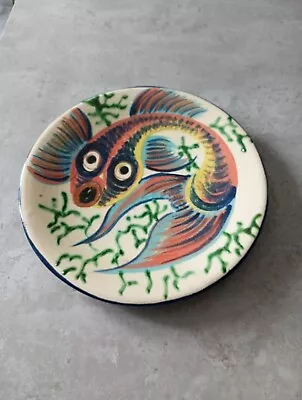Buy 1960s Puigdemont Spanish Pottery Wall Plate Beautiful Fish Pattern VGC 28 CM. • 32.99£