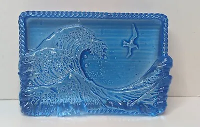 Buy Robin Lehman Cast Glass Art Paperweight Blue Hokusai Wave Collectible Ocean • 23.68£