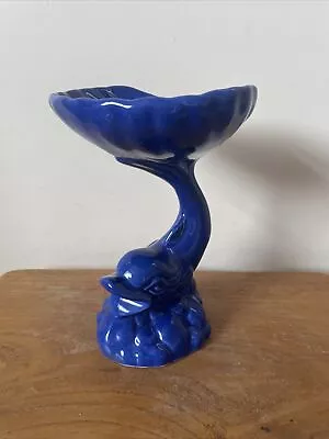 Buy Majolica Dartmouth Vintage Dolphin Shell Blue Fish Soap / Candy Dish 8” Tall • 19.50£