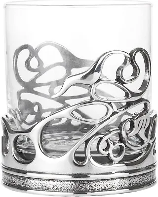 Buy A E Williams Whisky Tumbler With Pewter Swirl Design | Heavy Bottom Crystal Glas • 40.50£